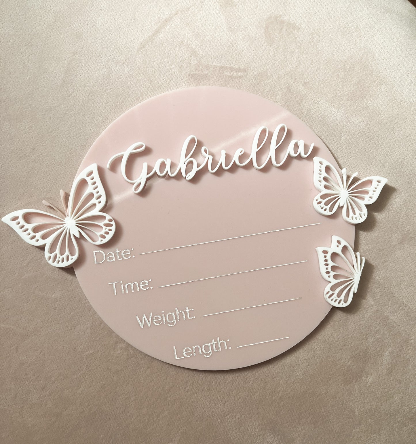 Butterflies Announcement Plaque