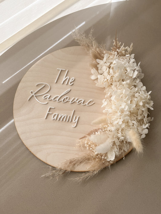 Wooden Floral Family Plaque