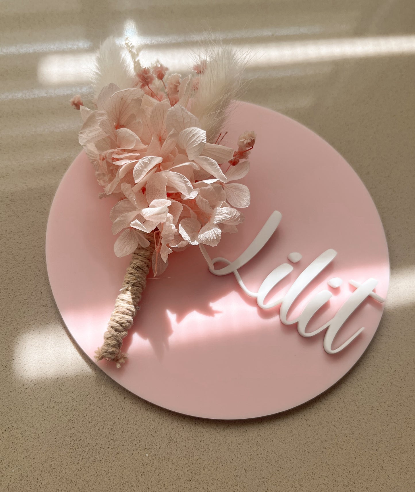 Round Acrylic Floral Name Plaque