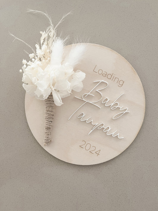 Baby Loading Floral Announcement Plaque