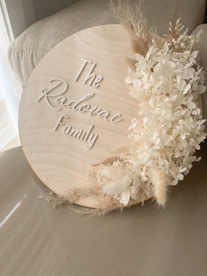 Wooden Floral Family Plaque